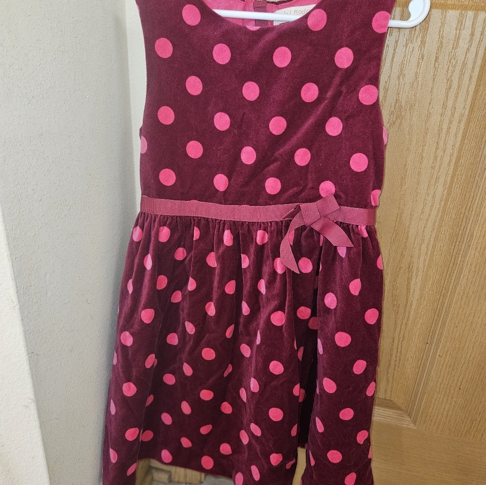 Mini Boden Maroon and Pink Holiday Dress 7-8